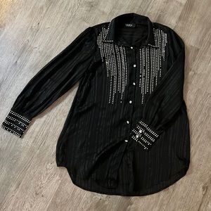 AKIRA Sheer Button Down